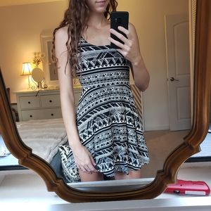 PINK Aztec Print Skater Dress Black and White